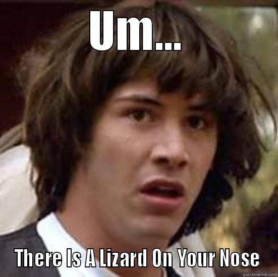 UM... THERE IS A LIZARD ON YOUR NOSE conspiracy keanu
