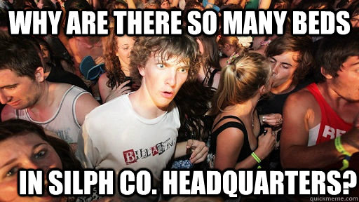 Why are there so many beds In Silph Co. Headquarters?  Sudden Clarity Clarence