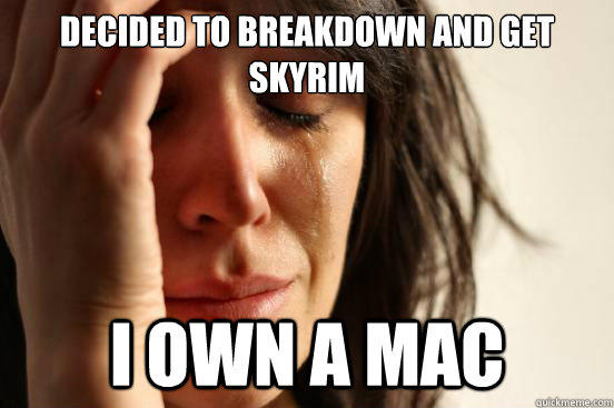 Decided to breakdown and get skyrim i own a mac  First World Problems
