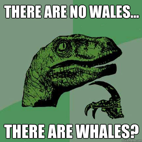There are no wales... There are whales?  Philosoraptor