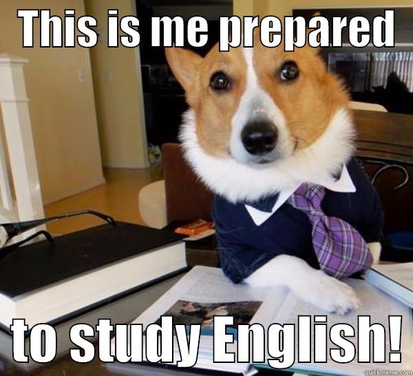 Learning English -   THIS IS ME PREPARED     TO STUDY ENGLISH! Lawyer Dog