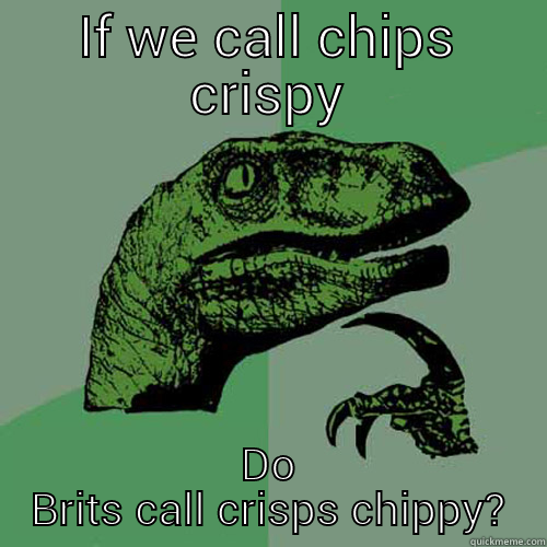 IF WE CALL CHIPS CRISPY DO BRITS CALL CRISPS CHIPPY? Philosoraptor