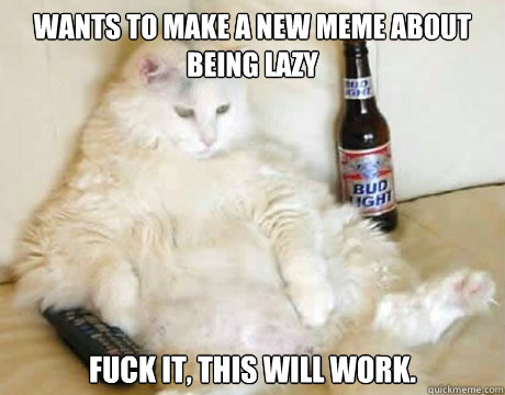 wants to make a new meme about being lazy FUCK IT, THIS WILL WORK.  