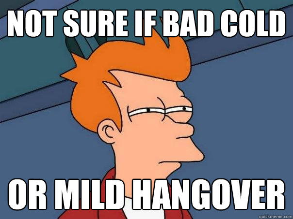 Not sure if bad cold or mild hangover  Futurama Fry