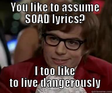 YOU LIKE TO ASSUME SOAD LYRICS? I TOO LIKE TO LIVE DANGEROUSLY Misc