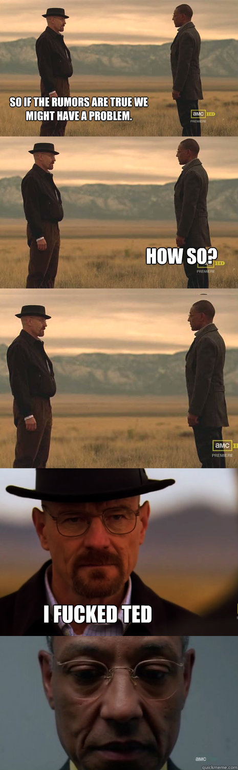 So if the rumors are true we might have a problem. How so? I fucked ted - So if the rumors are true we might have a problem. How so? I fucked ted  Gus and Walt Meme