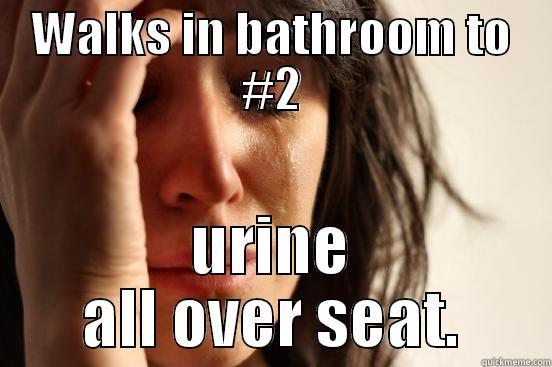 WALKS IN BATHROOM TO #2 URINE ALL OVER SEAT. First World Problems