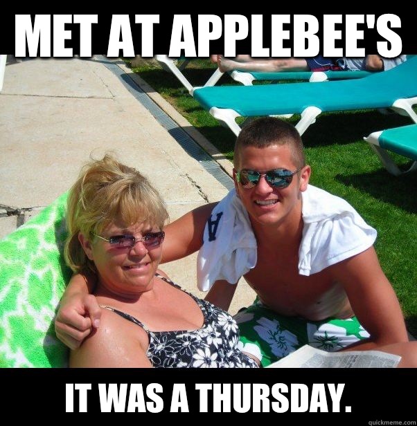 Met at Applebee's  It was a Thursday.   