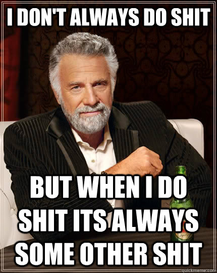 I don't always do shit but when I do shit its always some other shit  The Most Interesting Man In The World