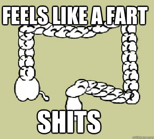 Feels like a fart Shits  scumbag anus