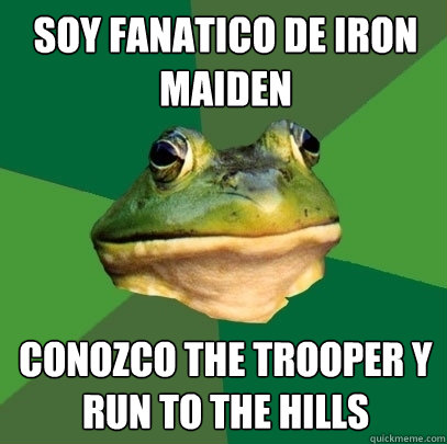 SOY FANATICO DE IRON MAIDEN CONOZCO THE TROOPER Y RUN TO THE HILLS  Foul Bachelor Frog
