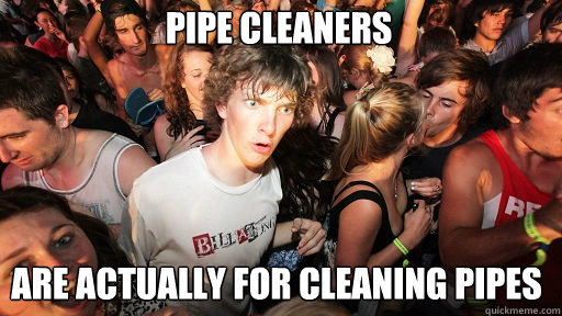 Pipe Cleaners 
 are actually for Cleaning Pipes  Sudden Clarity Clarence