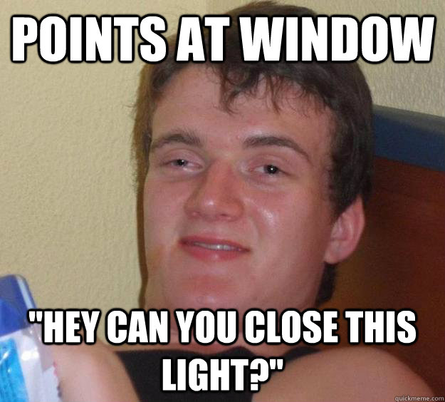 Points at window 