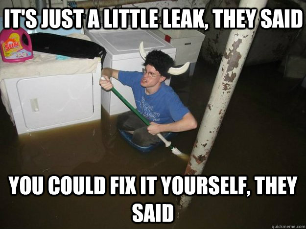 It's just a little leak, they said you could fix it yourself, they said - It's just a little leak, they said you could fix it yourself, they said  Misc