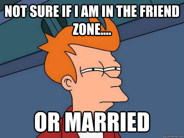 not sure if i am in the friend zone.... or married  Futurama Fry