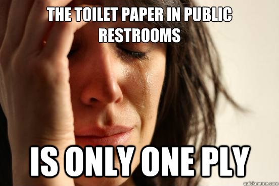 the toilet paper in public
restrooms is only one ply  First World Problems