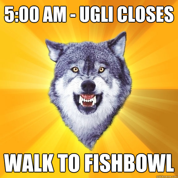 5:00 AM - Ugli closes Walk to fishbowl - 5:00 AM - Ugli closes Walk to fishbowl  Courage Wolf