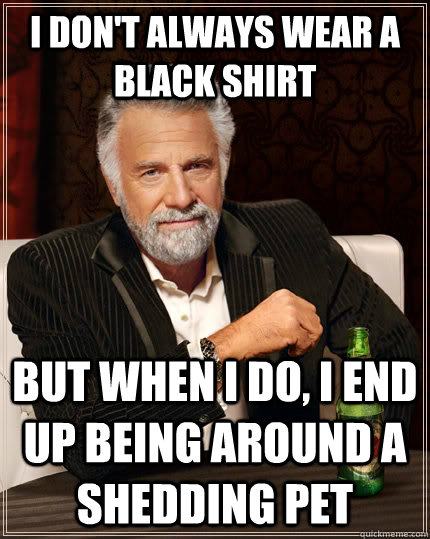 I don't always wear a black shirt but when I do, I end up being around a shedding pet  The Most Interesting Man In The World