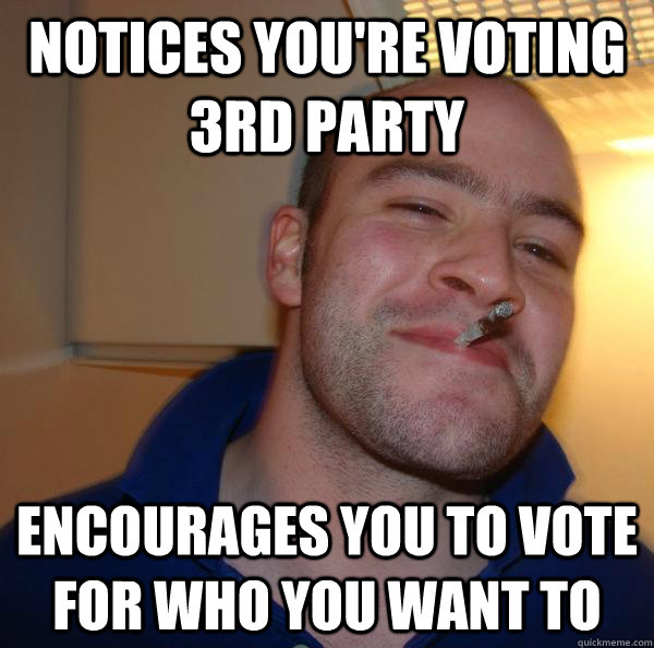 notices you're voting 3rd party encourages you to vote for who you want to - notices you're voting 3rd party encourages you to vote for who you want to  Misc