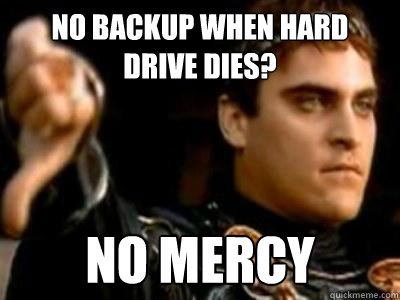 No backup when hard drive dies? NO MERCY  Downvoting Roman