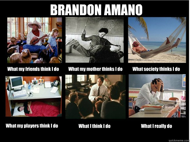 BRANDON AMANO What my friends think I do What my mother thinks I do What society thinks I do What my players think I do What I think I do What I really do - BRANDON AMANO What my friends think I do What my mother thinks I do What society thinks I do What my players think I do What I think I do What I really do  What People Think I Do