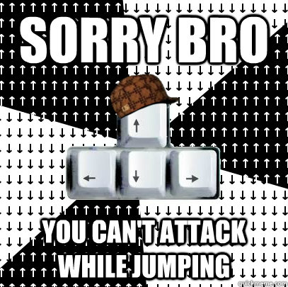 Sorry bro You can't attack while jumping  