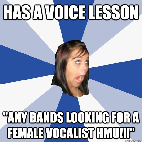 has a voice lesson 