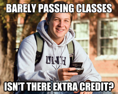 Barely Passing Classes Isn't there extra credit? - Barely Passing Classes Isn't there extra credit?  College freshmen