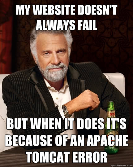 My website doesn't always fail But when it does it's because of an APACHE TOMCAT error  The Most Interesting Man In The World