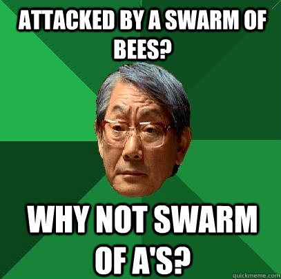 Attacked by a swarm of bees? Why not swarm of A's?  High Expectations Asian Father