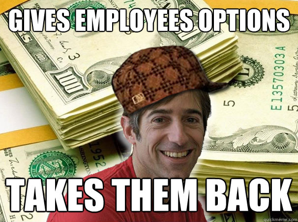Gives Employees Options Takes them back  