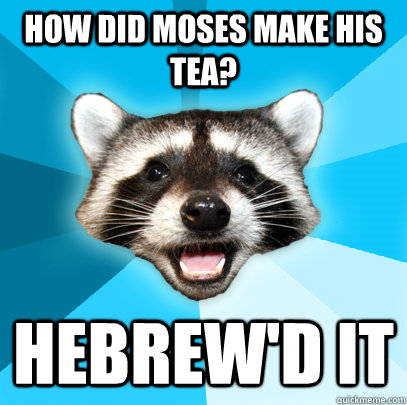 HOW DID MOSES MAKE HIS TEA? HEBREW'D IT  Lame Pun Coon