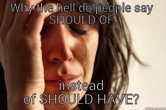 WHY THE HELL DO PEOPLE SAY SHOULD OF INSTEAD OF SHOULD HAVE? First World Problems