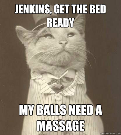 Jenkins, get the bed ready My balls need a massage - Jenkins, get the bed ready My balls need a massage  Aristocat