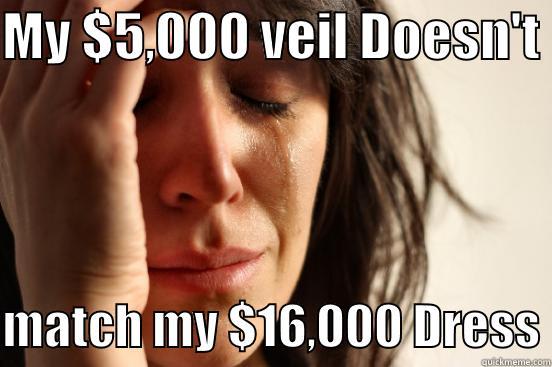 MY $5,000 VEIL DOESN'T   MATCH MY $16,000 DRESS First World Problems