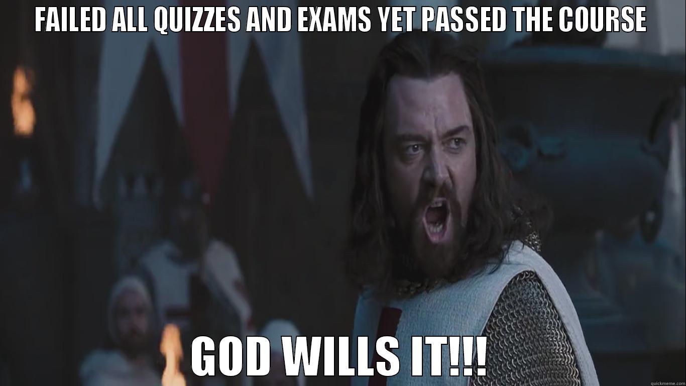 God Wills It - FAILED ALL QUIZZES AND EXAMS YET PASSED THE COURSE GOD WILLS IT!!! Misc