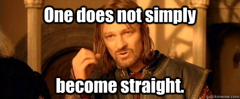 One does not simply become straight.  One Does Not Simply