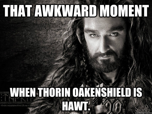 That awkward moment when Thorin Oakenshield is hawt. - That awkward moment when Thorin Oakenshield is hawt.  Thorin Oakenshield is hawt