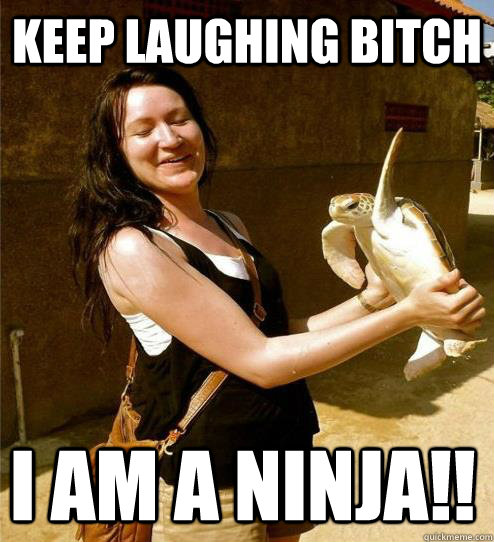 Keep laughing bitch I am a Ninja!!  Turtle Slap