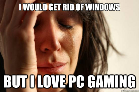 i would get rid of windows but i love pc gaming  First World Problems