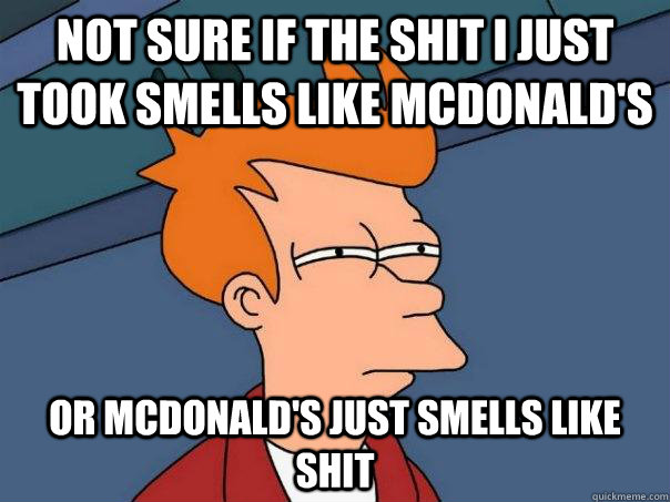 Not sure if the shit I just took smells like McDonald's Or McDonald's just smells like shit  Futurama Fry