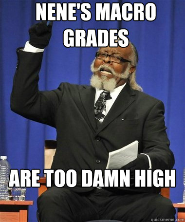 Nene's Macro grades Are too damn high  Rent Is Too Damn High Guy