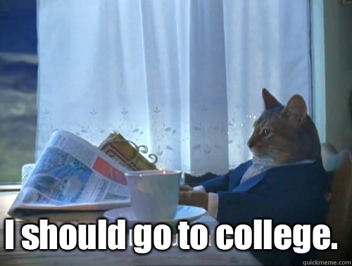 I should go to college. -  I should go to college.  Rich cat is rich