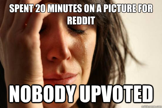 SPENT 20 MINUTES ON A PICTURE FOR REDDIT NOBODY UPVOTED  First World Problems
