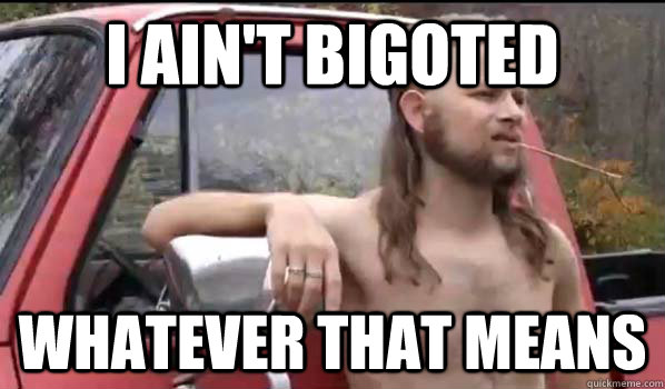 I AIN'T BIGOTED WHATEVER THAT MEANS  Almost Politically Correct Redneck