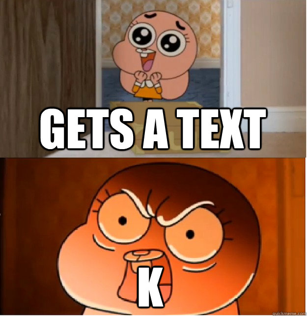 Gets a text  K   