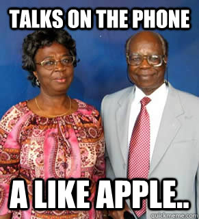 Talks on the phone A LIKE APPLE..   African Parents