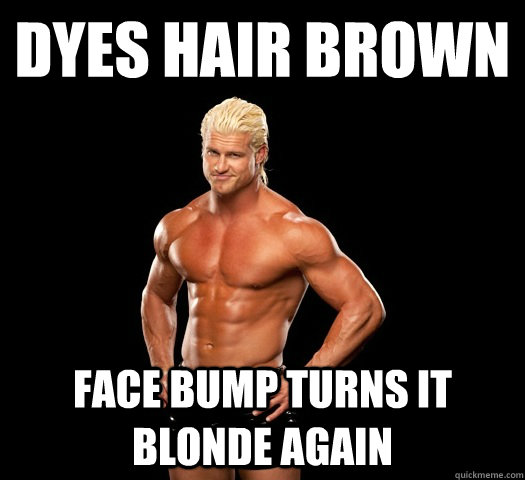 Dyes hair brown face bump turns it blonde again  Dolph Ziggler