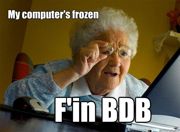 My computer's frozen F'in BDB Caption 3 goes here  Grandma finds the Internet