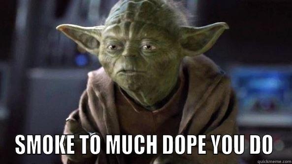 Smoke to much dope you do -  SMOKE TO MUCH DOPE YOU DO True dat, Yoda.